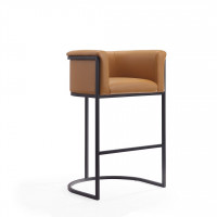 Manhattan Comfort BS015-CL Cosmopolitan 37.8 in. Camel and Black Metal Barstool